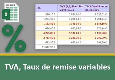 Calculs Excel sur des taux de TVA et de remises variables