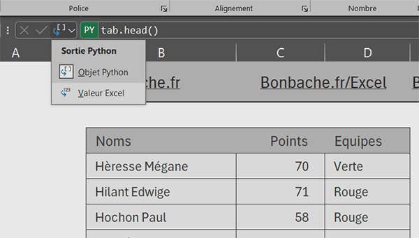 Convertir un DataFrame Python en valeurs Excel