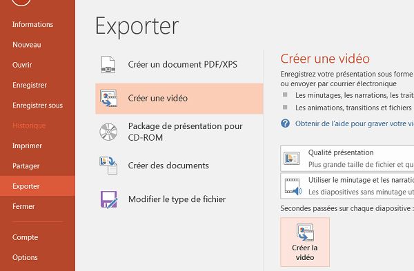 Convertir présentation Powerpoint animée en Vidéo mp4 pour la télévision