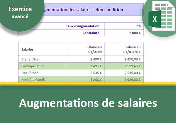 Exercice Excel sur les augmentations conditionnelles de salaires