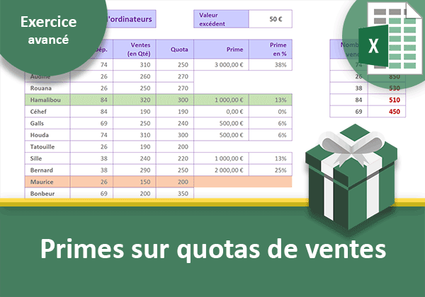 Exercice Excel sur les primes et les quotas de ventes