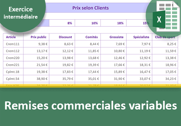 Exercice Excel sur le calcul des remises commerciales variables et dynamiques