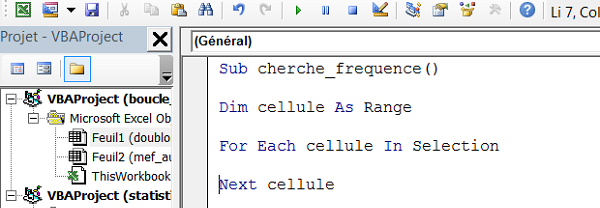 Syntaxe boucle for each en vba excel pour parcourir cellules