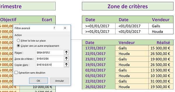 Extraire les données de tableaux Excel volumineux selon des critères recoupés pour favoriser les calculs de synthèse