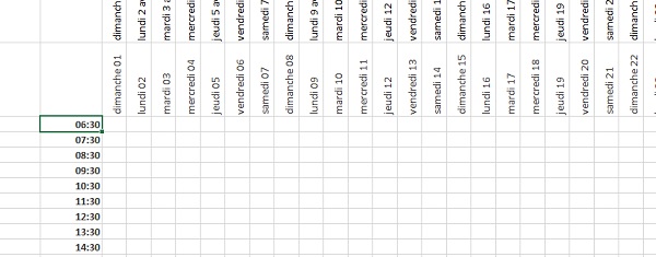 Inscription des tranches horaires par calcul Excel conditionnel pour poursuivre construction automatique du planning