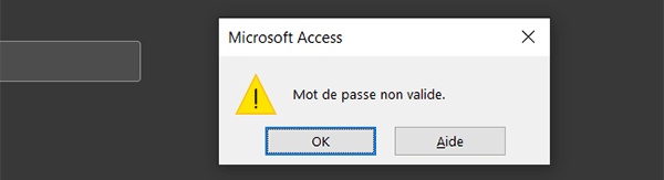 Le mot de passe de la base de données Access a été modifié en VBA