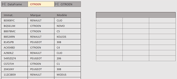 Tableau Excel de recherche par formule Python