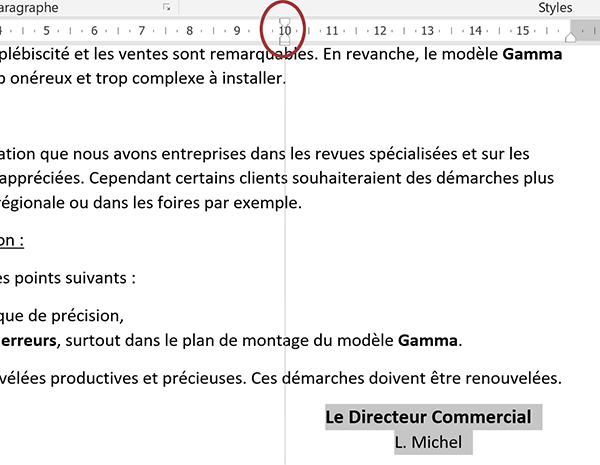 Centrer les paragraphes sur des positions définis par les retraits Word