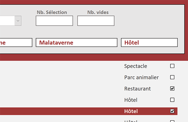 Cases à cocher sur formulaire Access pour compter les enregistrements sélectionnés