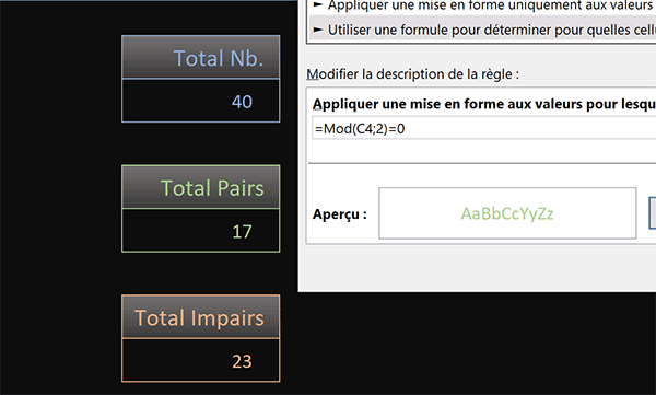 Formater les nombres pairs en gras avec une mise en forme conditionnelle Excel