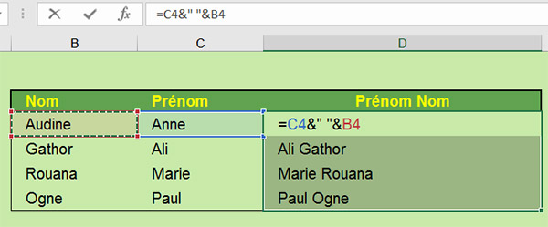 Concat nation Excel assembler des textes ou joindre des cellules