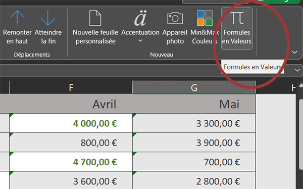 Bouton de macro VBA Excel pour remplacer toutes les formules du classeur par leurs valeurs