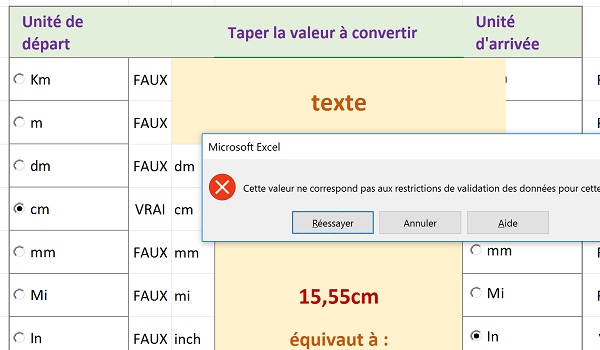 Restreindre les autorisations de saisies dans les cellules Excel par validation de données