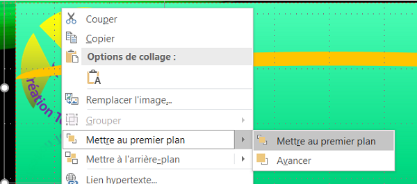 Modifier ordre empilement objets Powerpoint, premier-plan