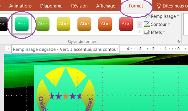 Style de forme pour modifier apparence objets de dessin PowerPoint