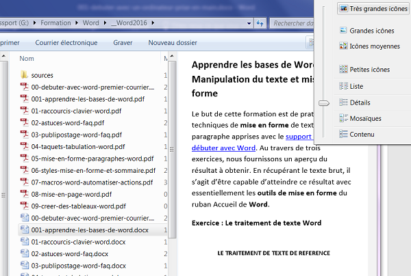 Aperçu contenu fichiers avec volet visualisation explorateur Windows