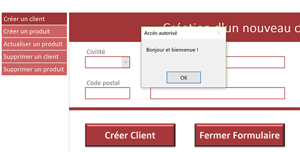 Accès autorisé au formulaire Access après validation du mot de passe demandé par la macro