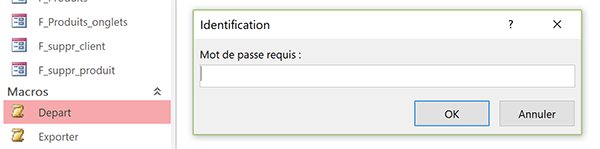 Mot de passe requis pour ouvrir un formulaire Access protégé par une action de macro