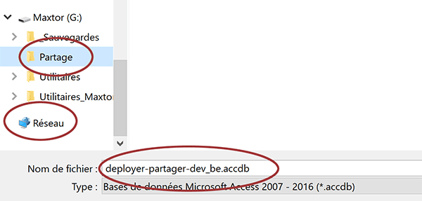Déployer une base de données Access sur un emplacement réseau partagé