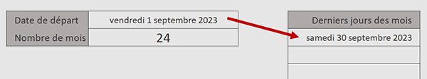 Calculer la date du dernier jour du mois par formule Excel