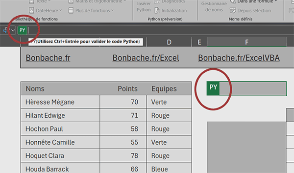 Activer les formules Python dans Excel