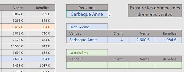 Extraire le deuxième homonyme par formule Excel avec la fonction RechercheX