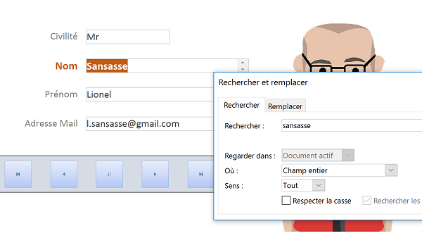 Boutons et outils de formulaire Access pour naviguer au travers des enregistrements avec photos