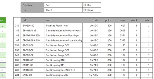 Extraire et trier sur des mots clés de recherche par formule Python dans Excel