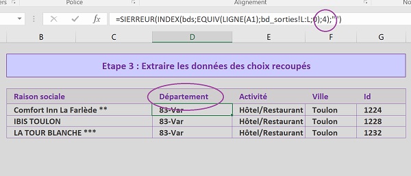 Extraire toutes les lignes attachées à une référence répétitive en base de données Excel