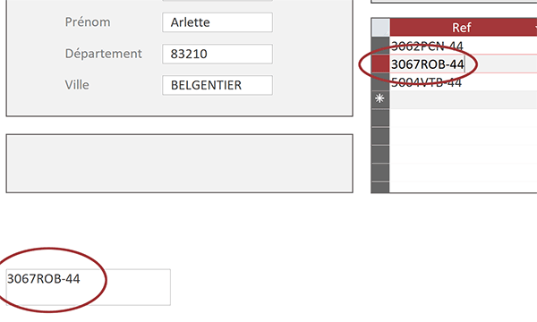 Récupérer la référence de la ligne cliquée dans le sous sous formulaire Access par le code VBA