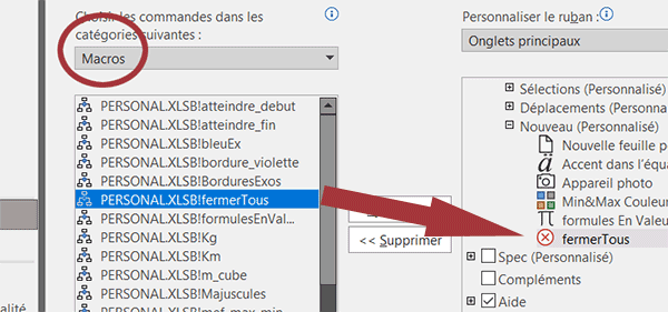 Ajouter la macro VBA pour fermer tous les classeurs Excel dans un ruban personnalisé