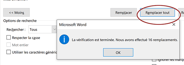 Appliquer automatiquement les attributs de mise en forme à tous les termes répétés dans tout le document Word