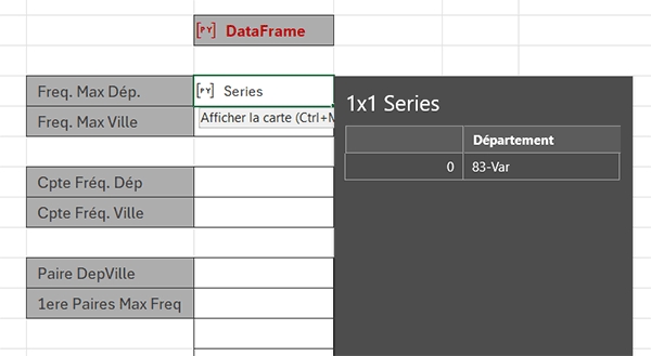 Trouver la donnée la plus souvent répétée par formule Python dans Excel