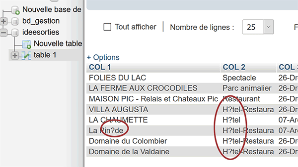 Données importées en base MySql avec problème encodage, accents mal interprétés