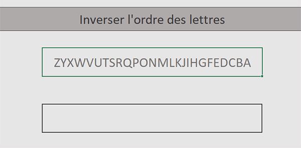 Feuille Excel des lettres à inverser par formule