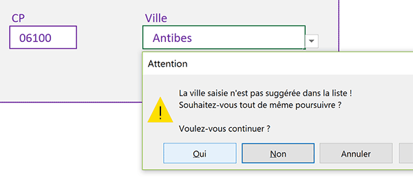 Alerte Excel pour saisie non prévue dans la liste déroulante mais autorisée en cas de validation