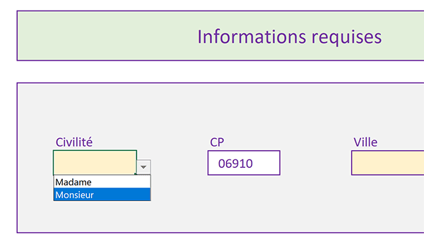 Liste déroulante limitée à deux choix dans cellule de feuille Excel