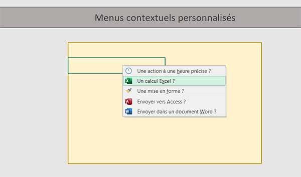 Clics droits pour menus contextuels personnalisés en VBA Excel
