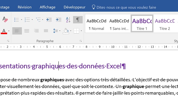 Modifications de structures appliquées en mode plan se visualisent en mode page Word