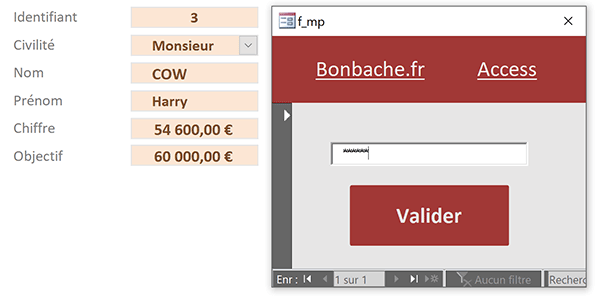 Formulaire Access avec mot de passe encrypté pour bloquer accès