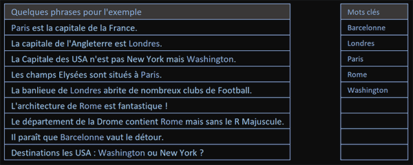 Classeur Excel avec des mots clés à faire ressortir dans des cellules en VBA