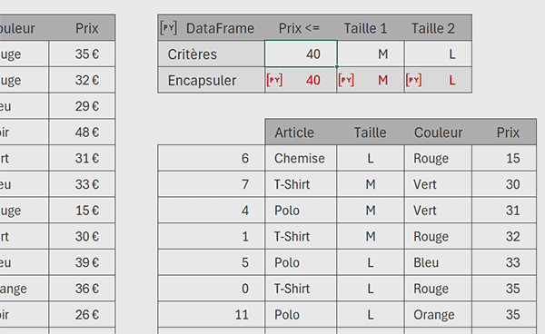 Trier les données filtrées par formule Python dans Excel