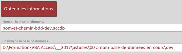 Trouver chemin accès base de données en VBA Access