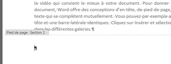 Activer le pied de page du document Word par double clic