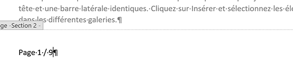 Nombre de pages calculé automatiquement en bas du document Word