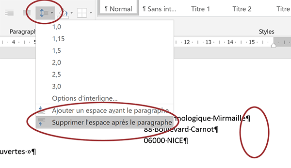 Rapprocher les paragraphes Word en supprimant espaces entre les lignes