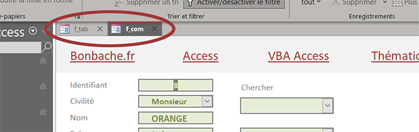 Afficher les formulaires Access dans des onglets différents et non dans des fenêtres