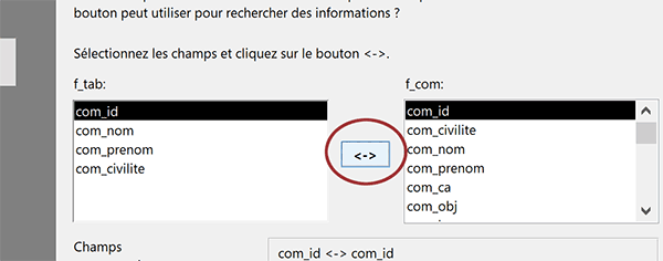 Correspondance entre deux formulaire pour ouvrir sur le bon enregistrement