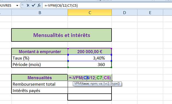 Calculs De Remboursements De Prets Avec Excel