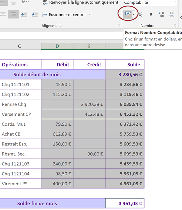 Suivi Des Comptes Bancaires Avec Excel